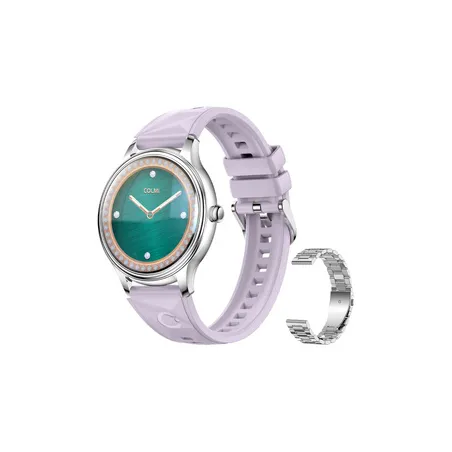 COLMI L28 Smart Watch (Silver-purple + silver steel strap)